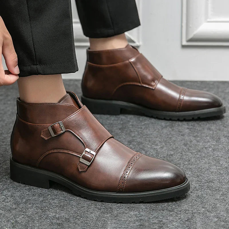 Cade | Doppelmonk-Riemenstiefel aus Leder